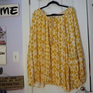 Lane Bryant Yellow and White Floral Blouse